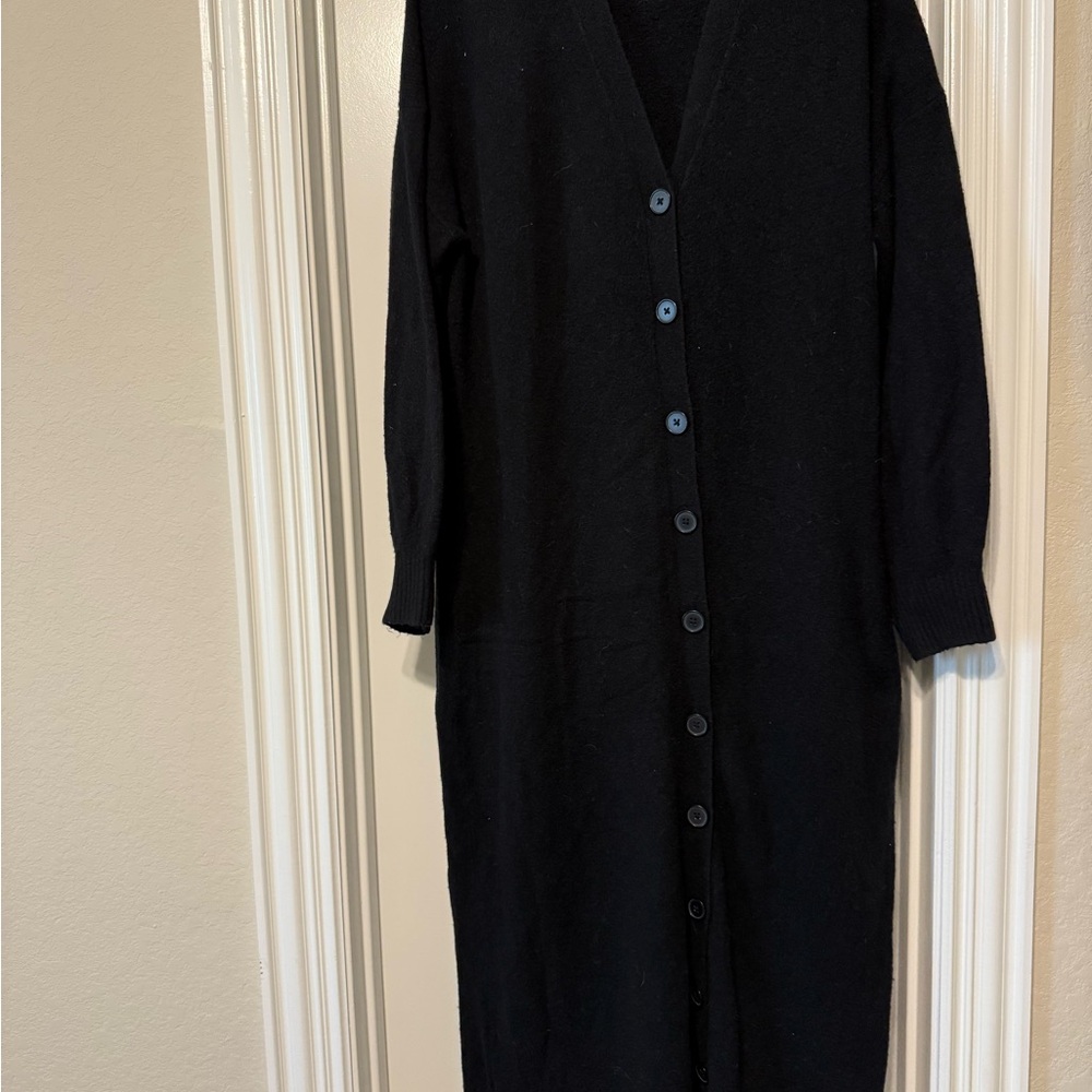 LOFT Elegant Black Long Sleeve Cardigan Dress